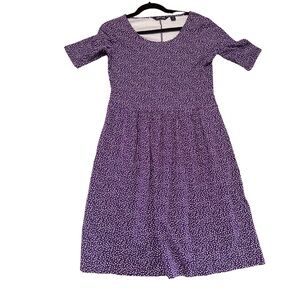 Lands' End Purple Patterned Midi-Dress Size Small With Pockets Like new